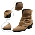 thumbnail image 6 of Women's Ankle Boots Suede Pointed Toe Heel Boots Puffy Design for Modern Style, 6 of 9