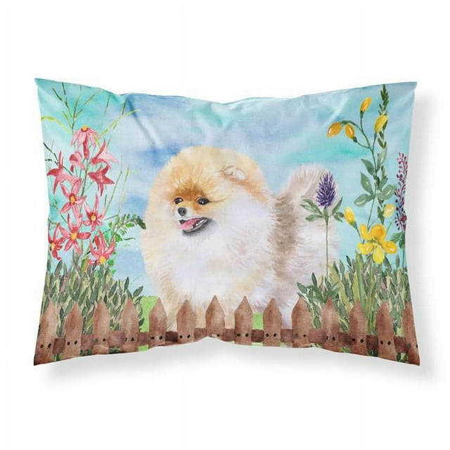 Carolines Treasures CK1244PILLOWCASE Pomeranian Spring Fabric Standard Pillowcase