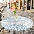 thumbnail image 6 of Blue Coastal Turtle Round Tablecloth for 55-60 Inch Tables, Fitted Table Cover with Elastic Edge, Ocean Coral Nautical Waterproof Outdoor Table Cloth Protector for Patio Garden Dinner Picnic, 6 of 9
