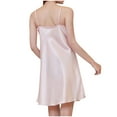 thumbnail image 4 of FRSASU Plus size Pajamas Women's Beautiful Back Summer Thin Color Satin Pajamas V-Neck Lace Lace Women's Slip Nightdress Pink 8(L), 4 of 4