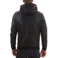 thumbnail image 2 of Men's Genuine Lambskin Black Hooded Leather Jacket Slim fit Motorcycle Jacket A327, 2 of 3
