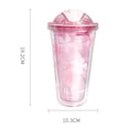 thumbnail image 4 of Vasos de plástico, con tapa y pajita, de doble pared, reutilizables y a prueba de fugas, para bebidas frías. sakura rosa, 4 of 9