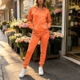 thumbnail image 4 of Costeam Women Zip Up Hoodie Sweat Suit Long Sleeve Full Zip Hooded Jacket Jogger Pants 2 Piece Outfit Fleece Lined Soft Relaxed Fit Solid Color Tracksuit with Pockets for Loungewear Daily Wear, 4 of 9