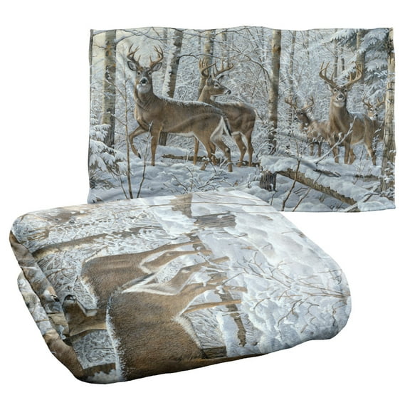 Wild Wings Snowy Deer Silky Touch Super Soft Throw Blanket 36" x 58"