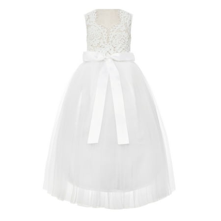 

Ekidsbridal Scalloped V-Back Lace A-Line Flower Girl Dress Beauty Pageant Gown for Toddlers 207R 3