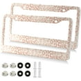 thumbnail image 2 of GZHJMY Rose Gold Leopard Print Cheetah License Plate Frames for Women Men 2 Pcs Personalized Car License Plate Holder with Screw Caps, Elliptical Hole Decorative, 2 of 7