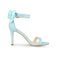 thumbnail image 3 of BLISSFUL STEP Women's Bow Back Ankle Straps Stiletto High Heel Sandals Light Blue 6, 3 of 8