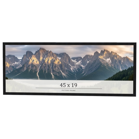 45x19 Frame Black Real Wood Picture Frame Width 0.75 inches | Interior Frame Depth 0.5 inches |