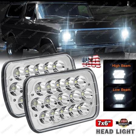 2x 7x6 5x7 inch LED Headlights Hi-Lo beam For Ford F150 F250 F350 1978-1986 A  