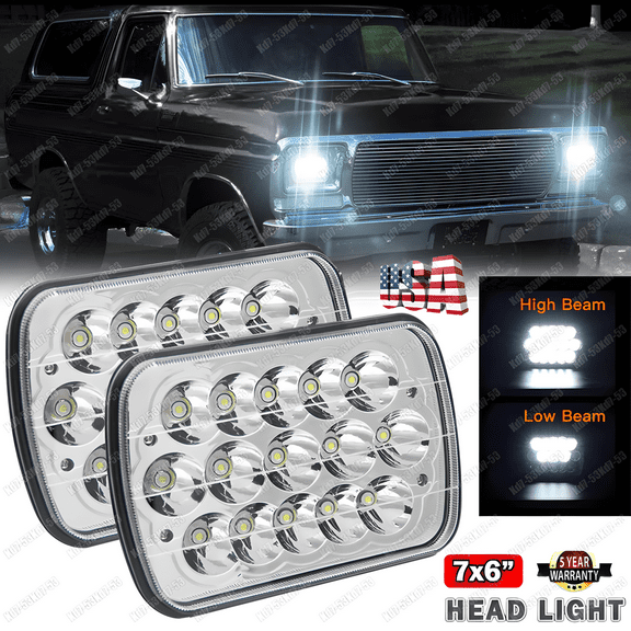 2x 7x6 5x7 inch LED Headlights Hi-Lo beam For Ford F150 F250 F350 1978-1986 A  