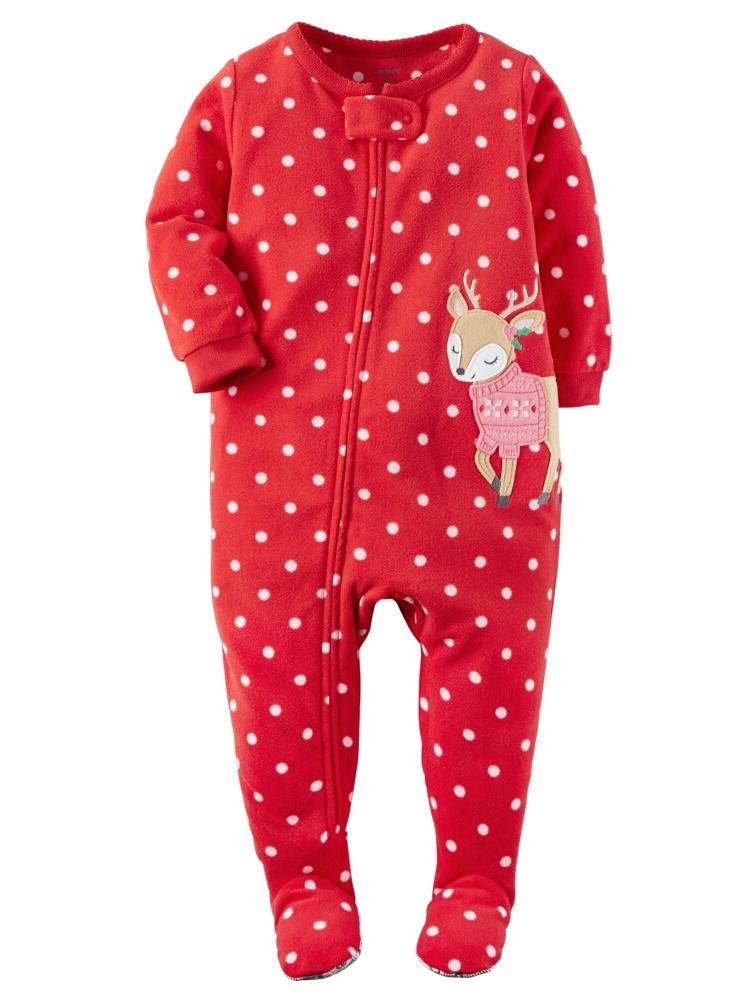 Kernels hard cone tastic fang Carters Little Girls 1-Piece Fleece PJs Reindeer Dot Red - Walmart.com