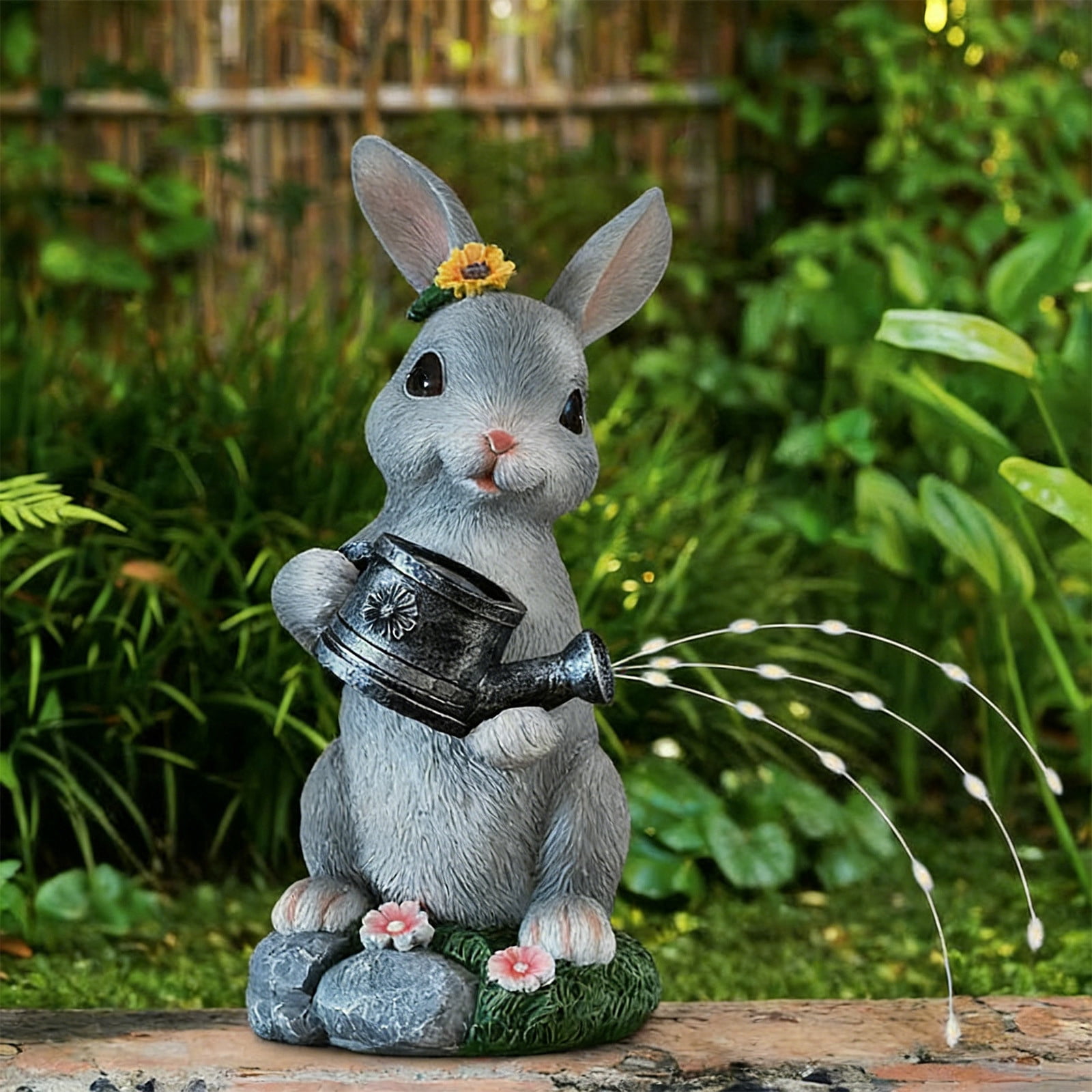 Easter Solar Lights Outdoor, Easter Solar Kettle Lights, Resin Rabbit Statues Garden Lantern Lawn Decorative Lights, Solar LED Night Light for Pathway Yard Patio, Easter Decorations Outdoor, Bunny