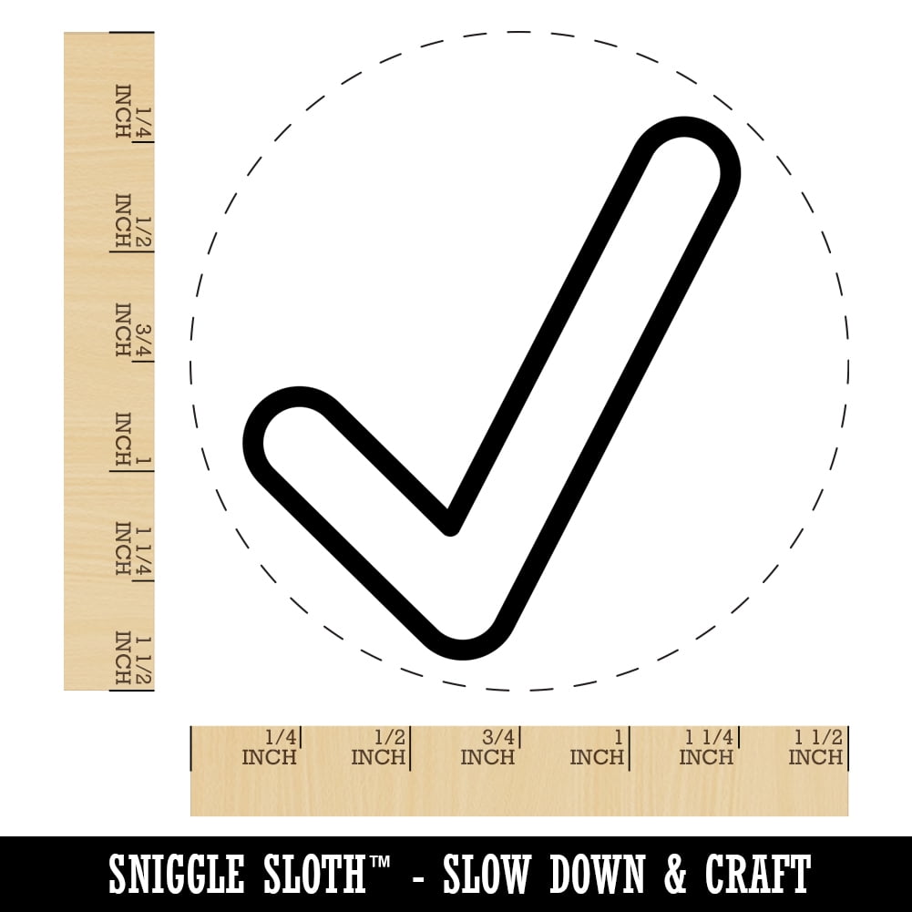 Check Mark Symbol Outline Self-Inking Rubber Stamp Ink Stamper - Red Ink - Large 1-1/2 Inch