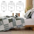 thumbnail image 4 of Smuge Coffee Blue Plaid Patchwork Reversible Microfiber Twin Quilt Set Lightweight, 3 Piece, 4 of 8