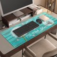 thumbnail image 4 of Teal Turquoise Wood Dandelion Desk Mat, Desk Accessory, Cute Workspace, Trendy Workspace, Trendy, 35.4x15.7in Large Gaming Mouse Pad, Cute Desk Topper, Pretty Desk Pad, 4 of 5
