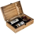 thumbnail image 6 of MyGift Brown Torched Wood Double Bottle Wine Case with Top Handle, 6 of 7