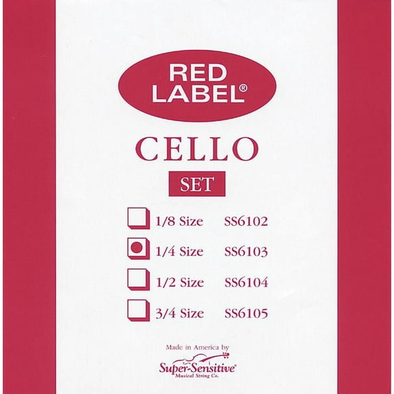 Super Sensitive SS6103 Red Label Medium Cello String Set 1/4