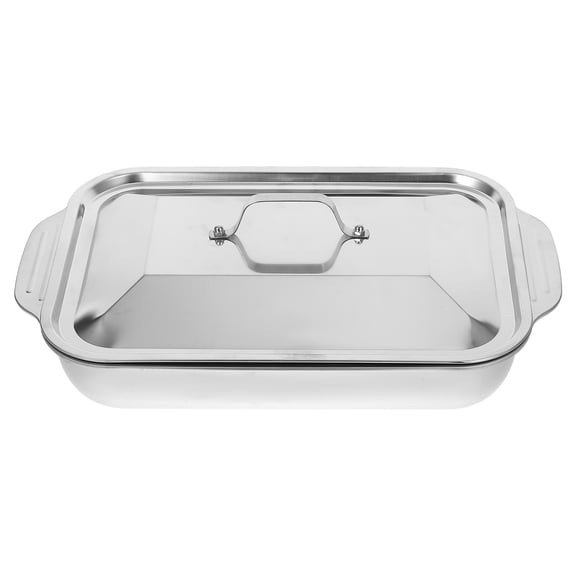 OUNONA 1Set Rectangular Stainless Steel Roasting Dish for Oven Use with Deep Pan for Baking Seafood