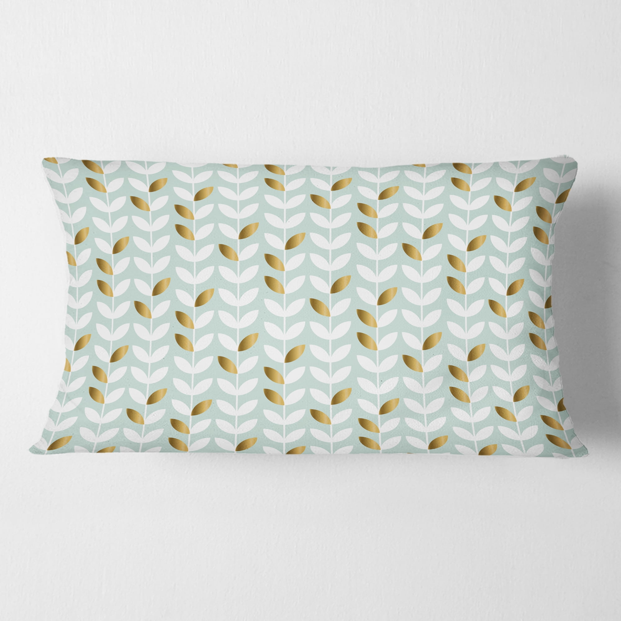 Designart Golden Foliage X' Mid-Century Modern Throw Pillow - 12x20