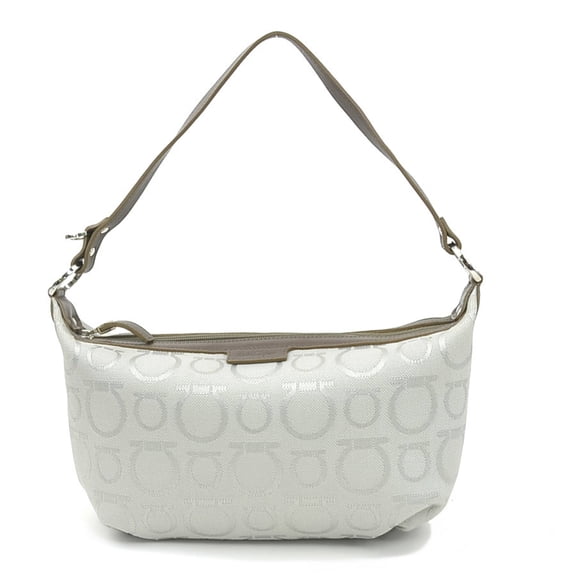 Pre-Owned Salvatore Ferragamo Gancini handbag in nylon canvas and leather, brown... (Good)