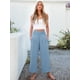 thumbnail image 5 of Pantalones Palazzo ANRABESS para mujer, pierna ancha, cintura alta, azul cielo, 5 of 6