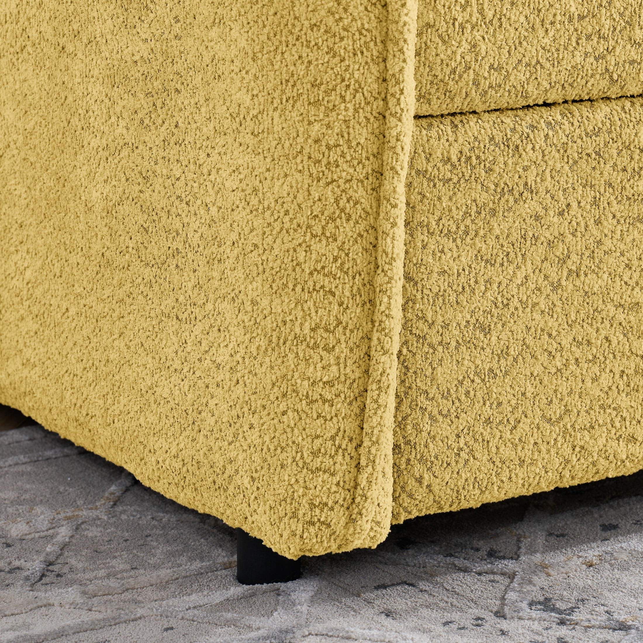 Noble House Zenton Twin Size Boucle Daybed, Tufted Sofa Bed Frame with Trundle, Modern Guest Sleeper Couch, Yellow
