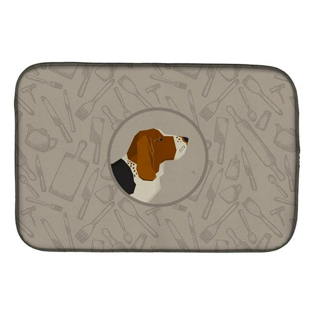 Carolines Treasures CK2165DDM Basset Hound in the Kitchen Dish Drying Mat