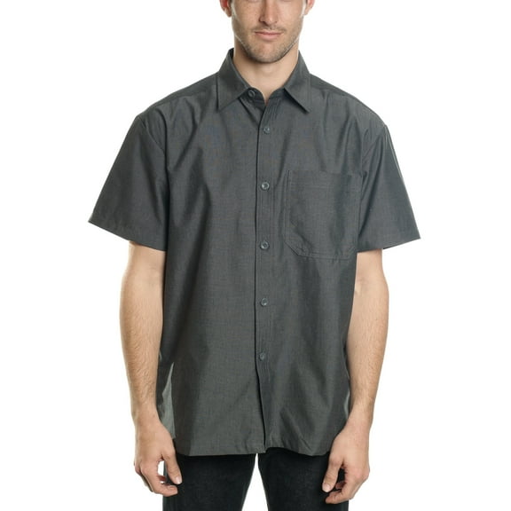 YAGO Men's Casual Plaid Short Sleeve Woven Button Down Shirt Black I3 (Large)