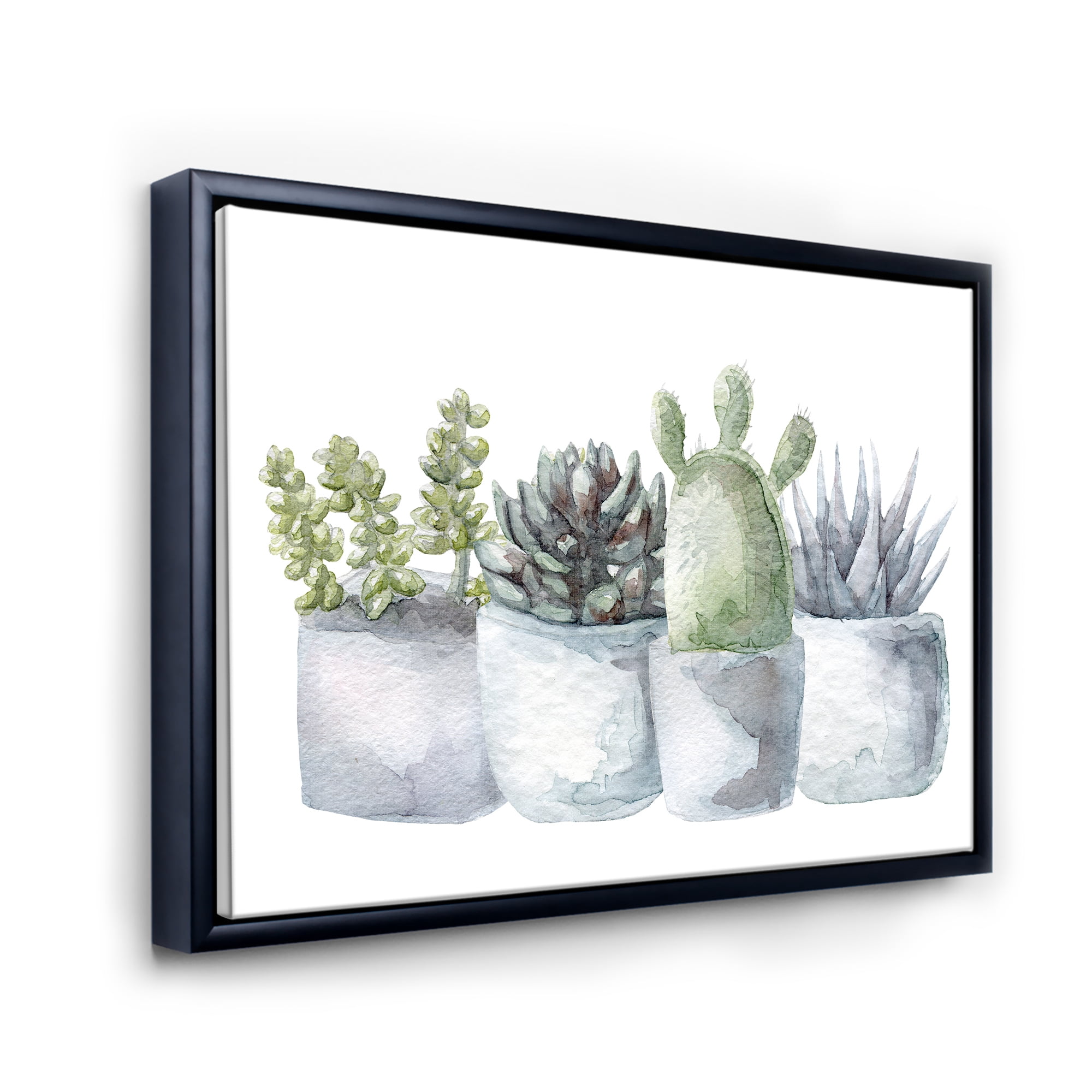 Designart 'Succulent and Cactus House Plants I' Farmhouse Framed Canvas Wall Art Print