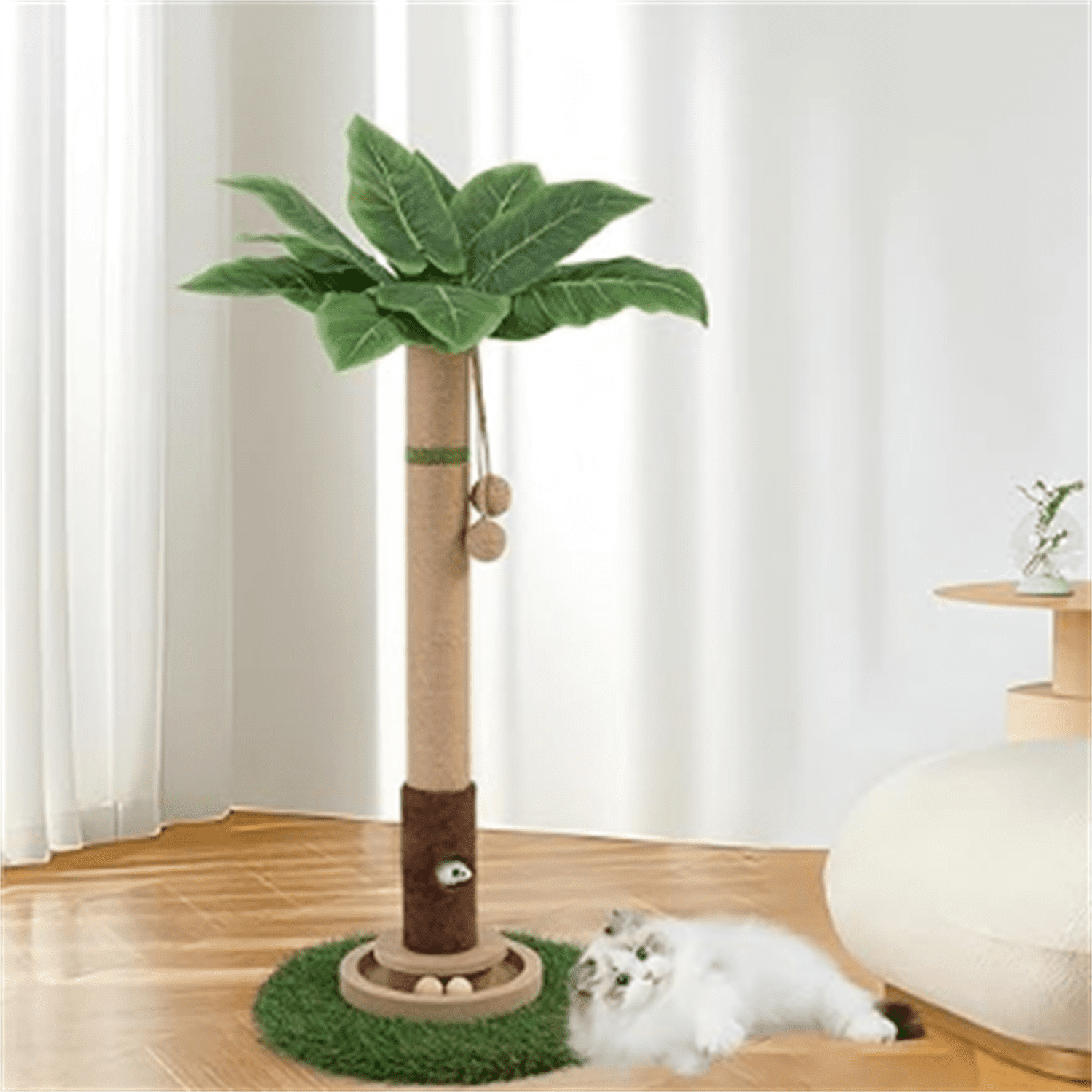 Cat Scratching Post 35'' Tall Cat Scratcher Tree Tower Scratching Posts for Indoor Cats with Cat Toy Mouse Hole and Interactive Wooden Ball for Kittens Adults Cats