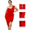 thumbnail image 3 of One Shoulder Ruffle Dress Side Split Bodycon Bandage Dress Wedding Guest Dress, 3 of 6