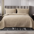 thumbnail image 2 of CJC Quilted Duvet Cover Set 3-Piece – Soft All-Season Bedspread with 2 Pillow Shams (220x240 cm / 87x94 in, Khaki), 2 of 10