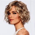 thumbnail image 2 of Women Gold Brazilian Short Wavy Curly Parting High Temperature Fiber Wig Hair, 2 of 5