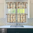 thumbnail image 3 of Rod Pocket Kitchen Curtain Set 3-Piece, 27.5x36 Inch Valance & Tier Drapes, Polyester Pongee Cafe Curtains for Living Room, Bathroom, Farmhouse Rustic Country Window Treatments., 3 of 6