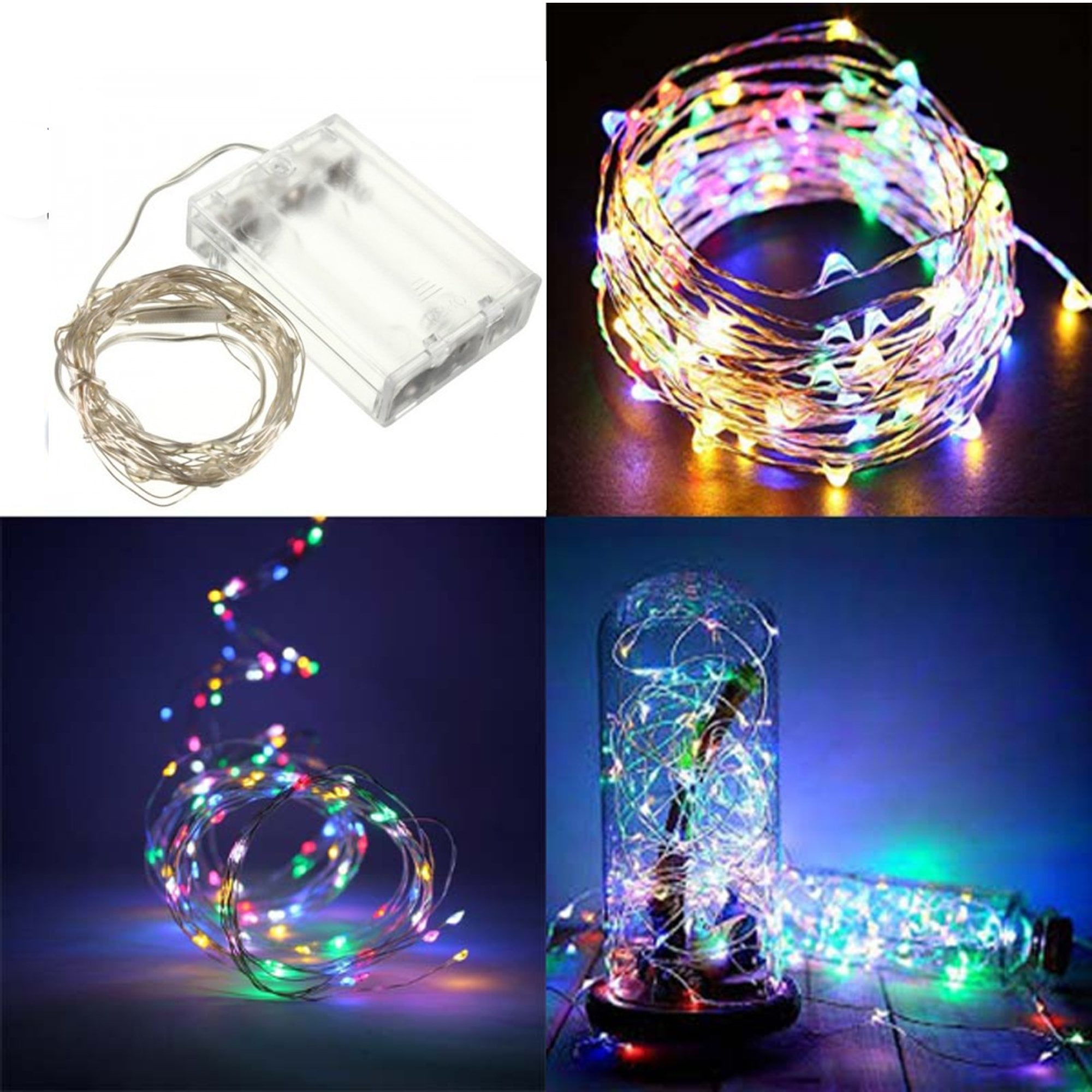 Battery 20/30/50 LED Multi Colour Fairy String Lights Micro Wire Copper party 