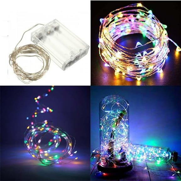Wideskall 10 FT 30 Multi-Color LED String Table Christmas Tree Lights Decor Battery Power