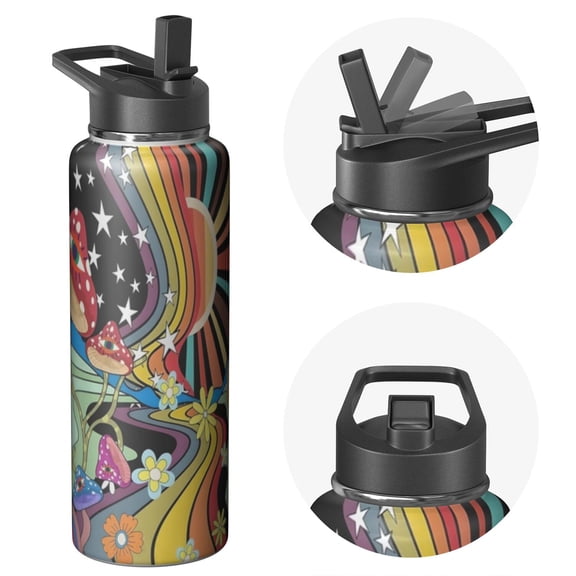 Triple Walled Insulated 40oz Stainless Steel Plants Themed Water Bottle With Straw Leak Proof Sports Pro Master