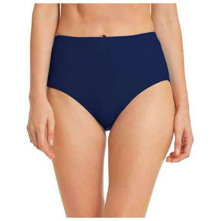 Hessimy Womens High Cut High Waisted Bikini Bottoms Tummy Control Bathing Suit Bottoms Swim Bottom Swimsuit Bottom(Navy M)