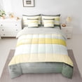thumbnail image 2 of Castle Fairy Vintage Stripes Twin Bedding Sets,Grey Yellow Bedding Comforter Set, 2 of 8