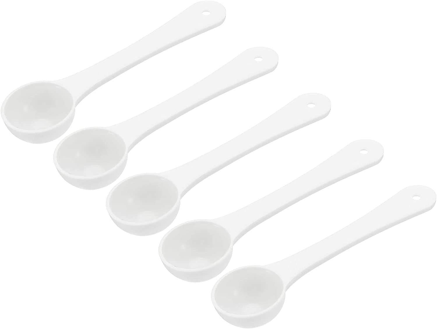 Micro Spoons 5 Gram Measuring Scoop Plastic Round Bottom with Hole 15Pcs