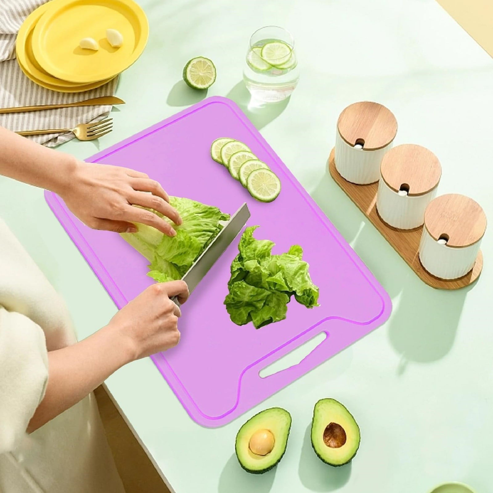 SLUOHZXI Silicone Cutting Boards for Kitchen 11.8''x 8.6'', BPA Free Flexible Cutting Board Cutting Mat for Meat, Vegetables and Fruit, Cutting Boards for Kitchen Dishwasher Safe (Purple)
