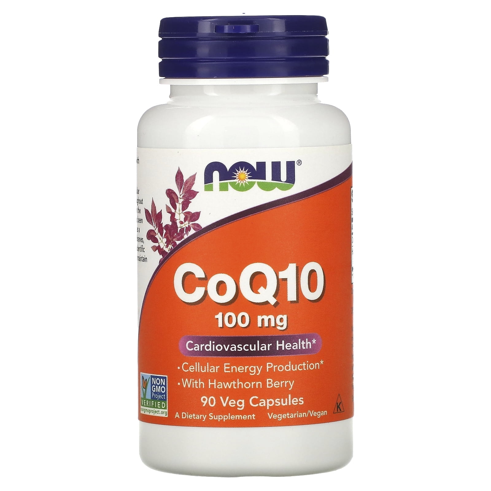 NOW Supplements, CoQ10 100 mg with Hawthorn Berry, Pharmaceutical Grade, All-Trans Form produced by Fermentation, 90 Veg Capsules