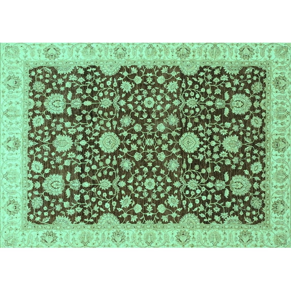 Ahgly Company Machine Washable Indoor Rectangle Oriental Turquoise Blue Traditional Area Rugs, 2' x 5'