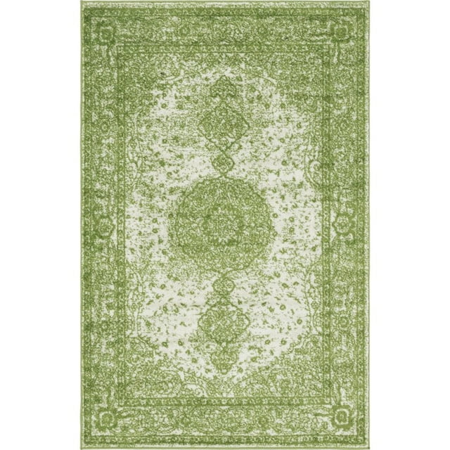 Unique Loom Bromley Traditional Border Rug 4' x 6' Rectangular Green/Ivory