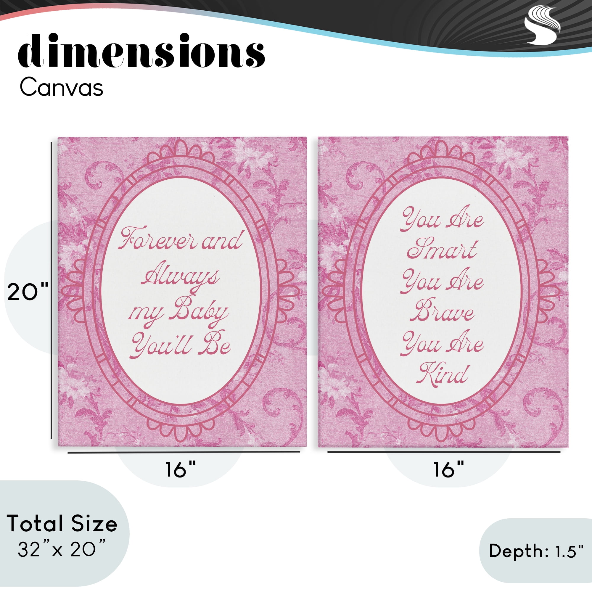 Stupell Industries Loving Pink Ornate Phrases 2 Piece Canvas Wall Art Set, design by Lil' Rue