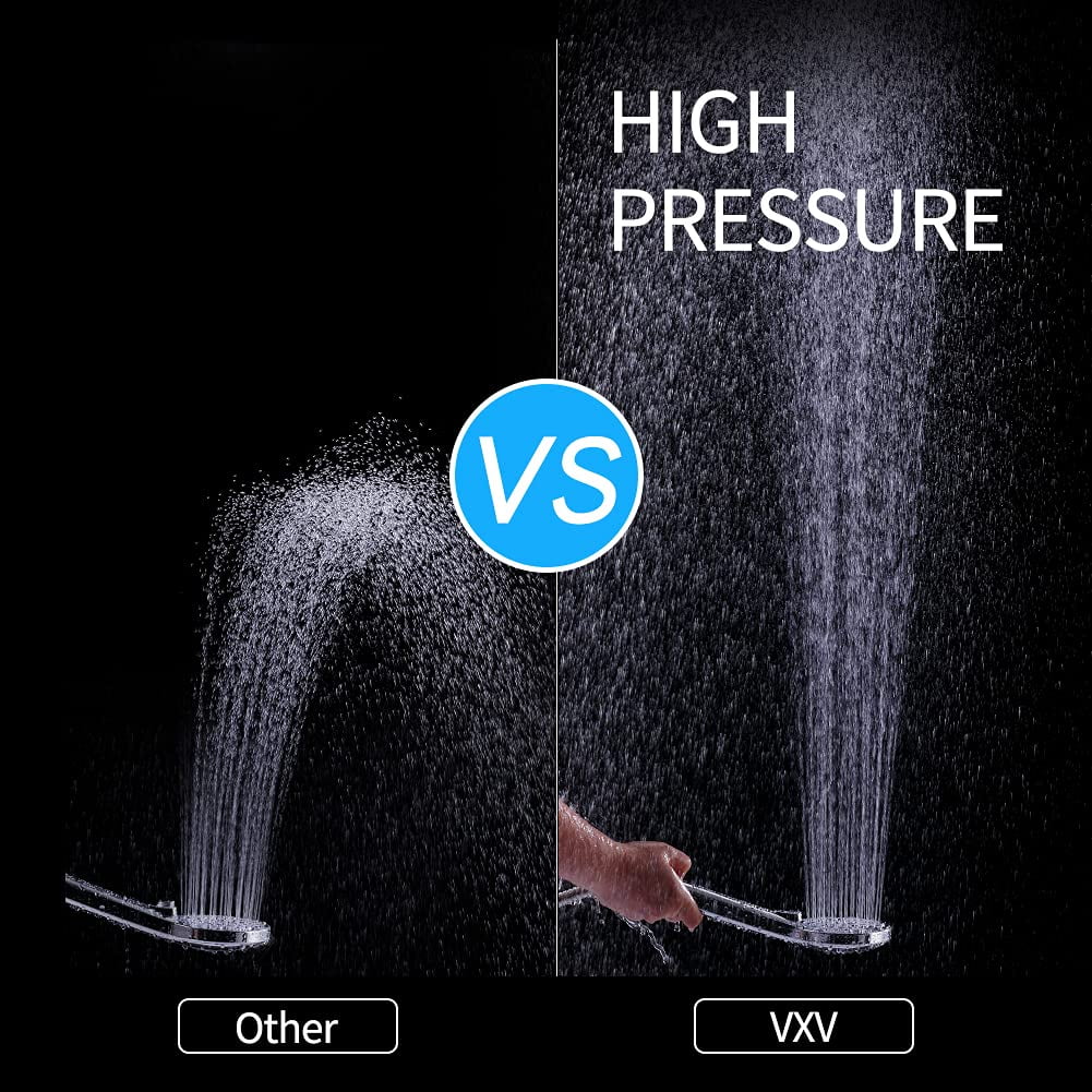 VXV Bathroom Handheld Shower Head with on off Switch, 6 Spray Setting Removable High Pressure Showerheads with 6 FT Stainless steel Hose and Adjustable Angle Bracket(Brushed Nickel)
