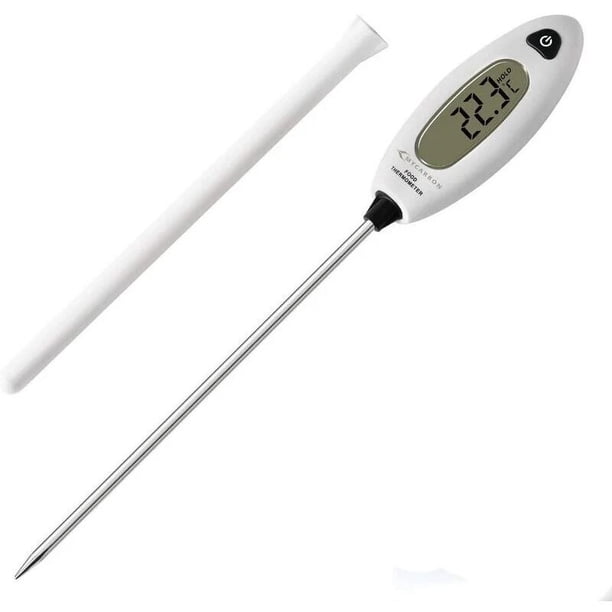 Termómetro de cocina Sonda de temperatura larga Termómetro digital de cocina Lectura instantánea Termómetro de pantalla grande LCD de 5 segundos para carne, barbacoa, pastelería, agua de