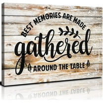 Dining Room Wall Art Gather Signs for Home Decor Kitchen Pictures Wall Decor Rustic Gather Sign for Wall Decorations Inspirational Saying Quotes Canvas Poster Farmhouse Textured Artwork Framed 12x16"