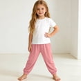 thumbnail image 4 of WAVSUF Girls Jogger Pants Straight Fit Elastic Waist Ice Silk Knitted Summer Daily Active Sweatpants Pink Size 3, 4 of 6
