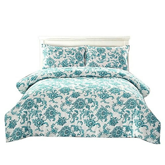 Couture Home Collection Floral Dream 3 pcs Comforter Set Blue Queen